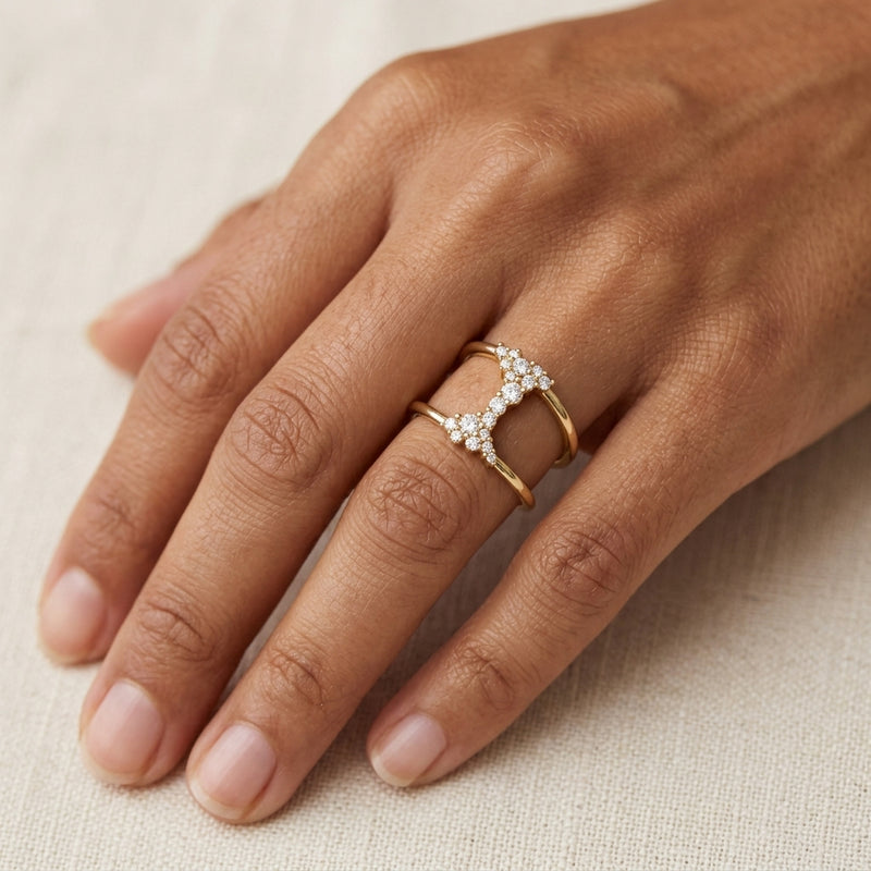 Worn: Negative Space Ring · 0.33 ct — AI-rendered styling image