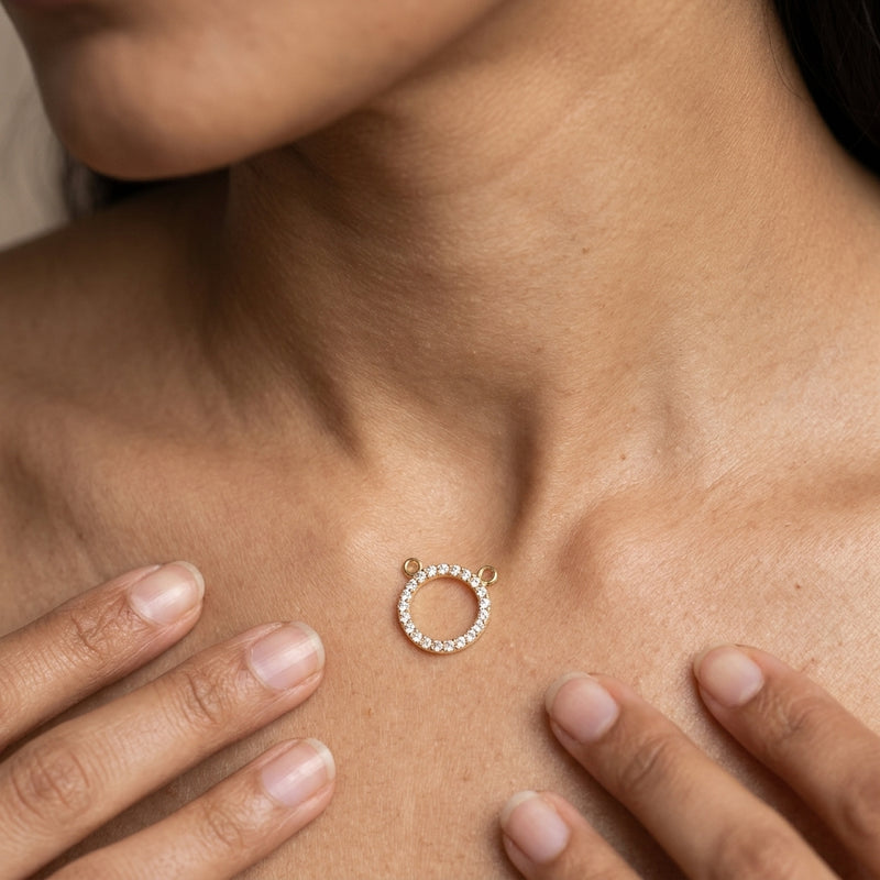 Worn: Petite Circle Necklace · 0.08–0.2 ct — AI-rendered styling image
