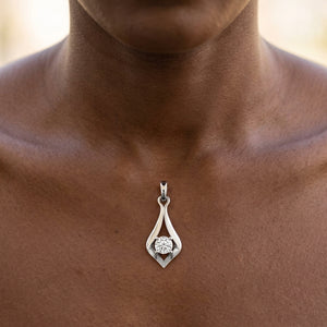 Worn: Solitaire Pendant · 4.3 ct — AI-rendered styling image