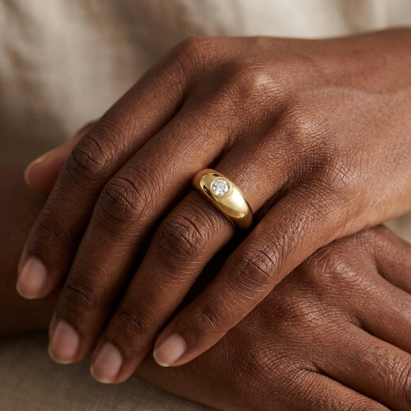 Worn: Solitaire Ring · 0.25 ct — AI-rendered styling image