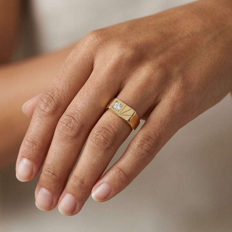 Worn: Solitaire Ring · 0.33 ct — AI-rendered styling image