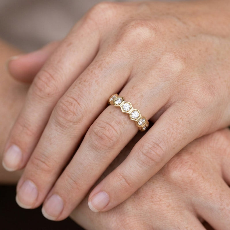 Worn: Stackable Geometric Ring · 0.38 ct — AI-rendered styling image