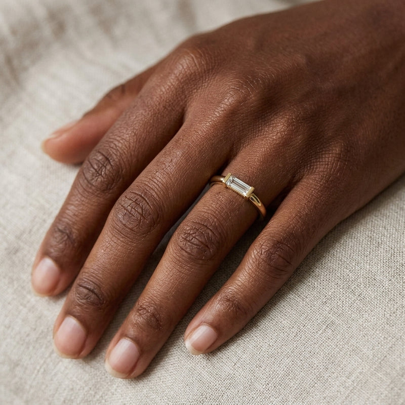 Worn: Stackable Ring · 0.1–0.17 ct — AI-rendered styling image
