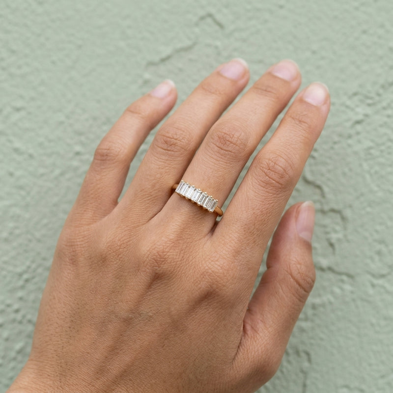 Worn: Straight Baguette Ring · 0.33 ct — AI-rendered styling image